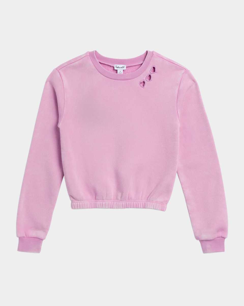 Girl's Midnight Cloud Cutout Heart Sweatshirt, Size 8-